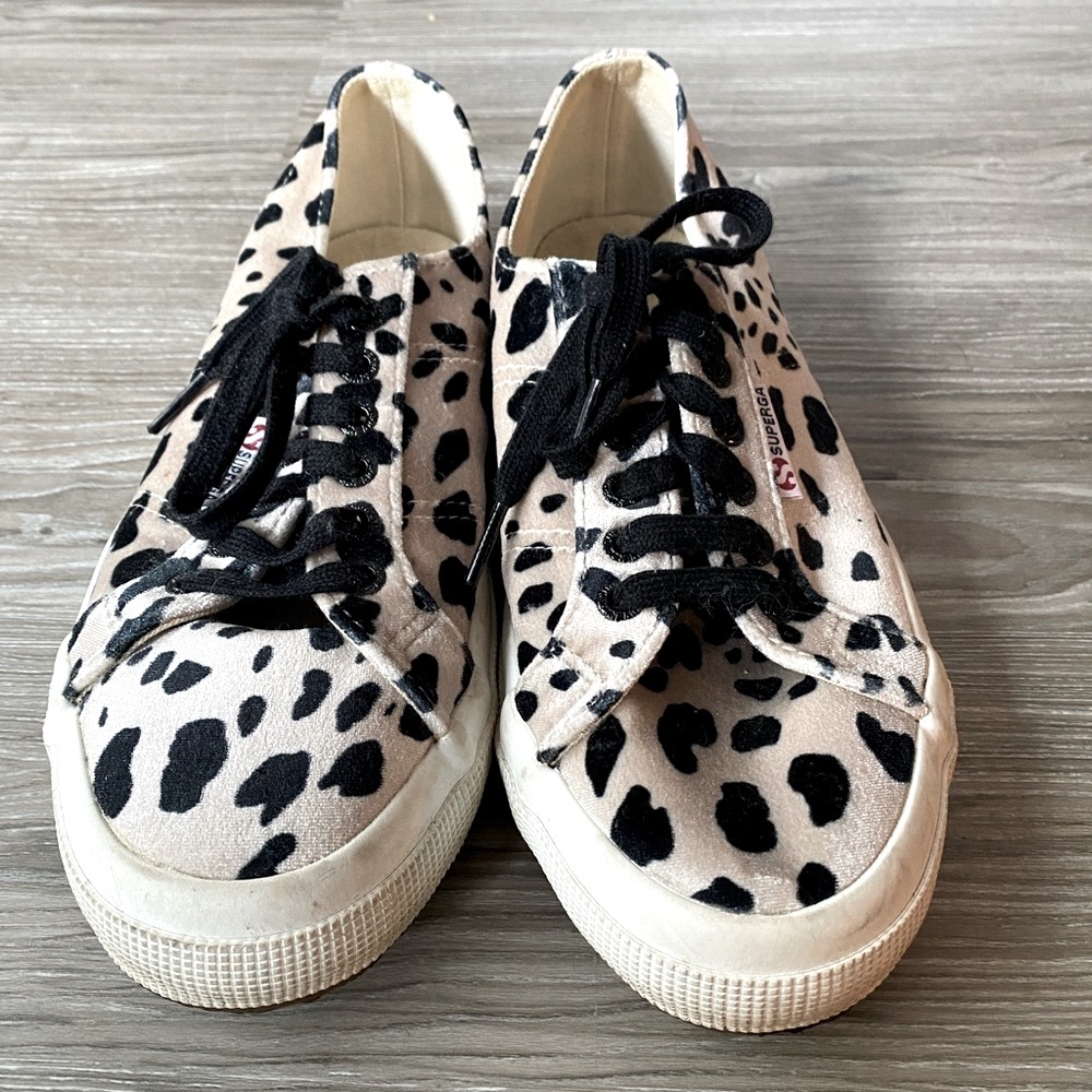 Superga Velvet Animal Print Sneakers, Size 9